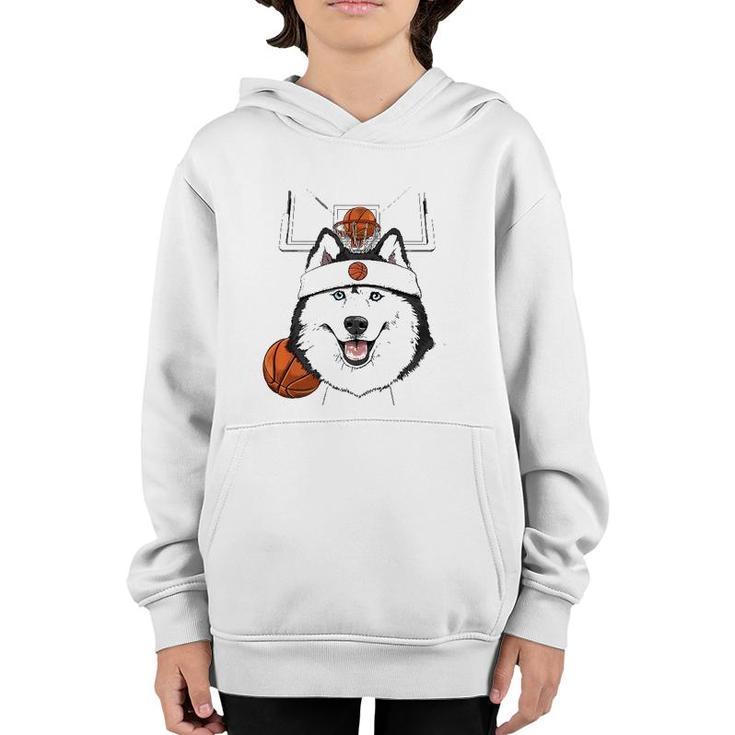 Siberian Husky Basketball Dog Lovers Basketball Player  Youth Hoodie