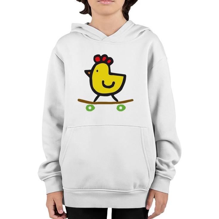 Skateboard Chick- Cute Funny Chicken Youth Hoodie