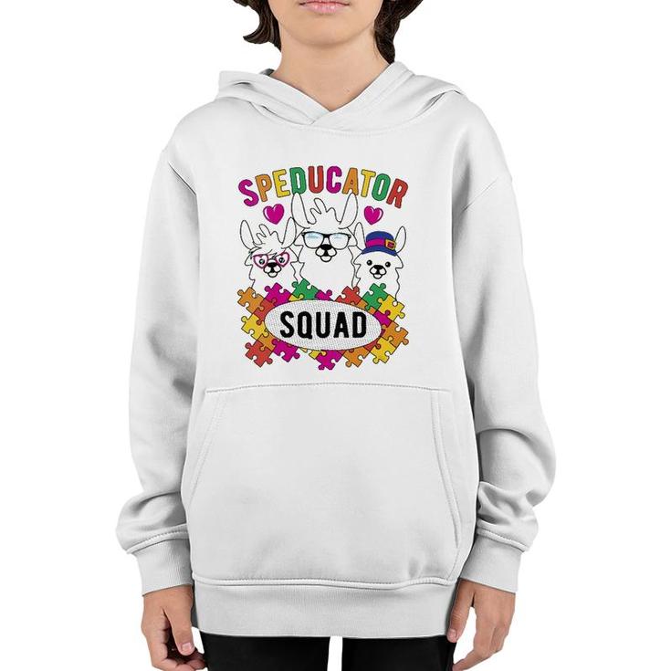 Speducator Squad Llama Autism Special Education Teacher Sped Youth Hoodie