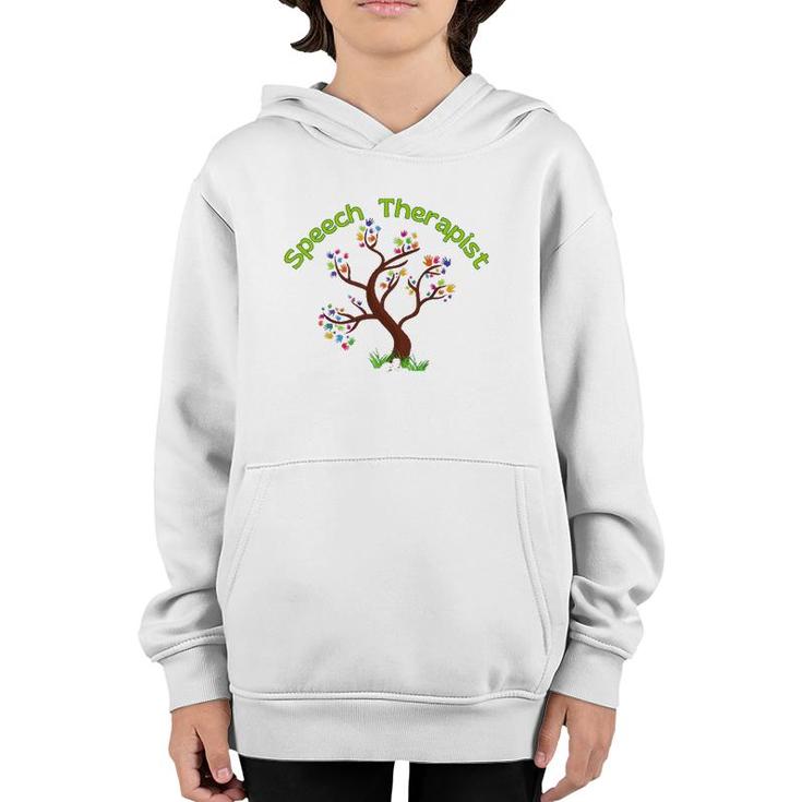 Speech Therapist Slp Therapy Special Needs Hands Tree Youth Hoodie