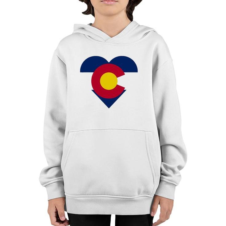 State Of Colorado Flag Heart Gift Novelty Men Women Youth Hoodie