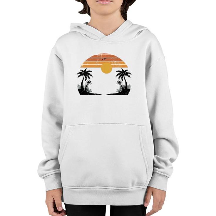 Sunshine Summer Vibes Palm Trees Beach Retro Tropical Summer Youth Hoodie