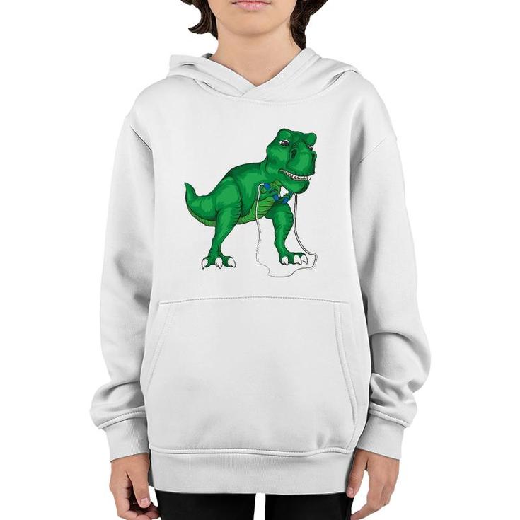 T-Rex Hates Jump Rope Cute Love Dinosaurs Funny Gym Gift Youth Hoodie