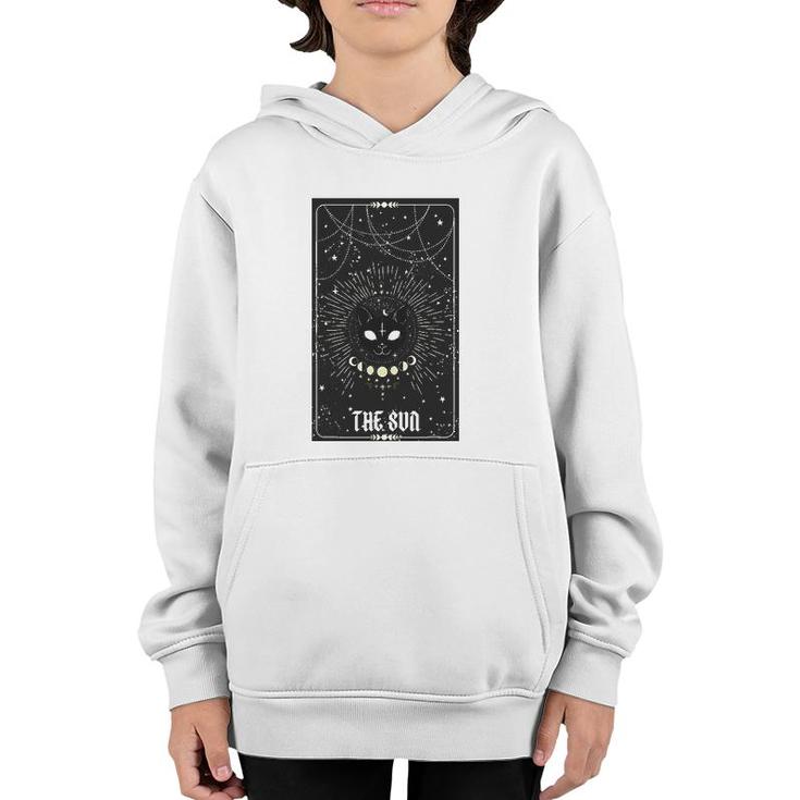 Tarot Card Crescent Sun And Cat Graphic Youth Hoodie