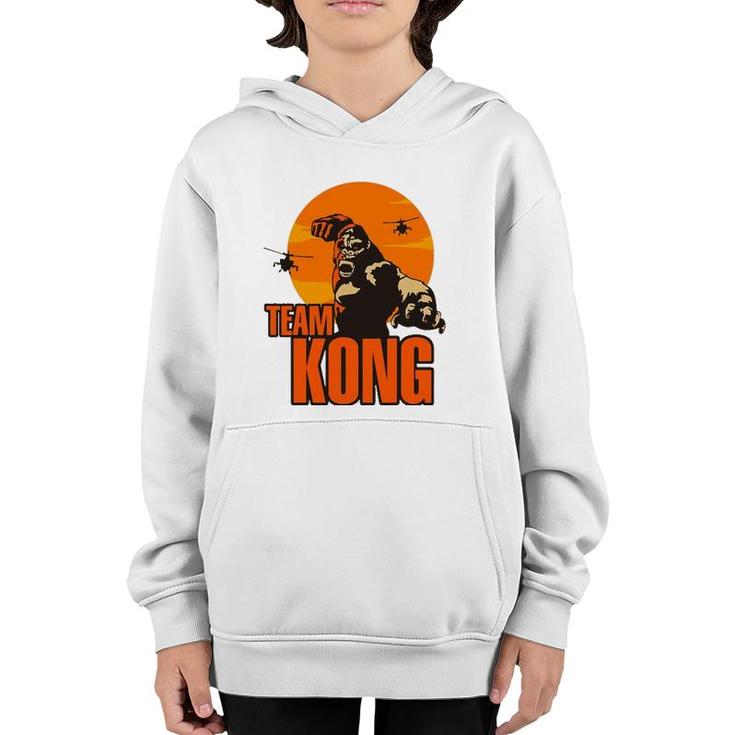 Team Kong Taking Over The City And Helicopters Sunset Youth Hoodie