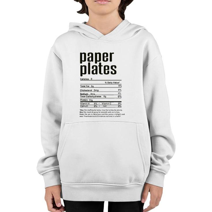 Thanksgiving Christmas Paper Plates Nutritional Facts Youth Hoodie