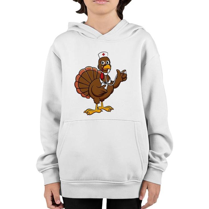 Thanksgiving Nurse Turkey Funny Feast Day Gift Youth Hoodie
