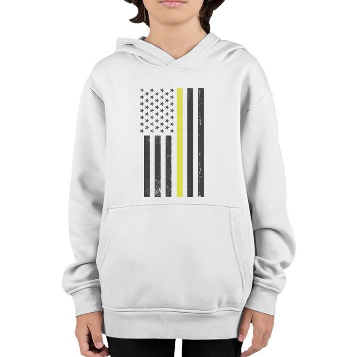 Thin Yellow Line 911 Police Dispatcher Usa Flag Pullover Youth Hoodie