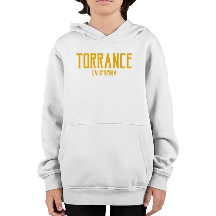 Torrance California Ca Vintage Text Amber Print  Youth Hoodie