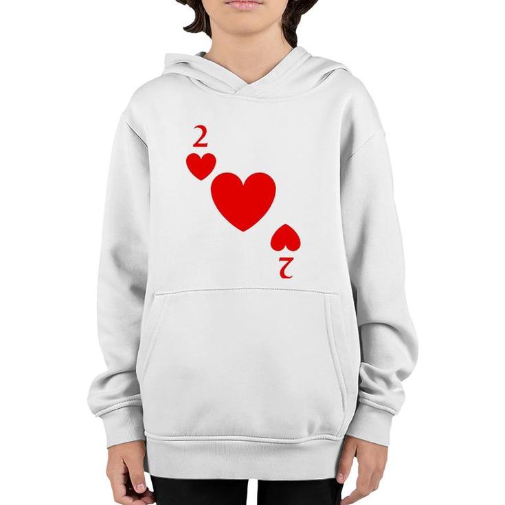 Two Of Hearts Costume Halloween Deck Of Cards Youth Hoodie