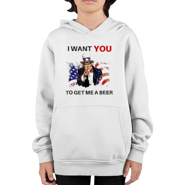 Uncle Sam Beer I Want You To Get Me A Beer Youth Hoodie