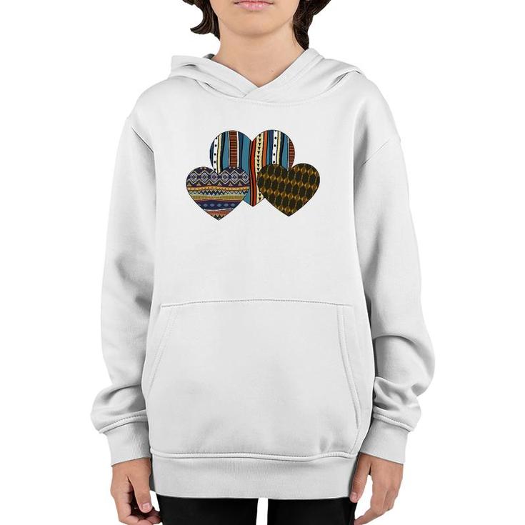 Valentine Three Hearts African American Valentine's Day Youth Hoodie