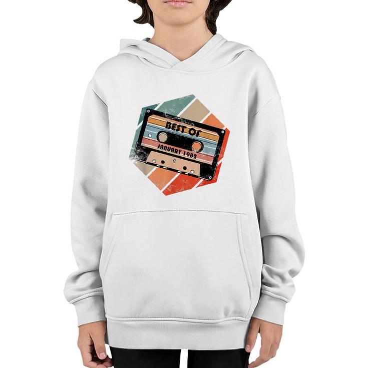 Vintage Best Of January 1982 Cassette Retro Birthday Tape  Youth Hoodie