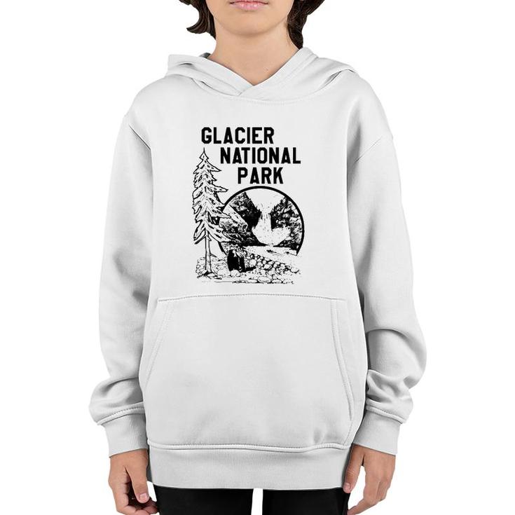 Vintage Glacier National Park Camping Youth Hoodie