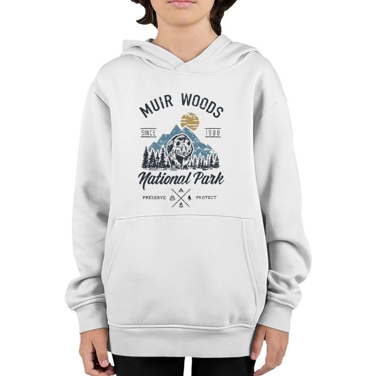 Vintage Muir Woods National Park Hiking Camping Youth Hoodie