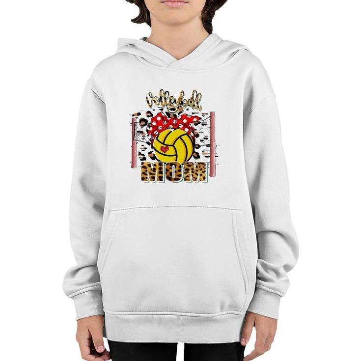 Volleyball Mom Leopard Funny Volleyball Mom Mother's Day Youth Hoodie