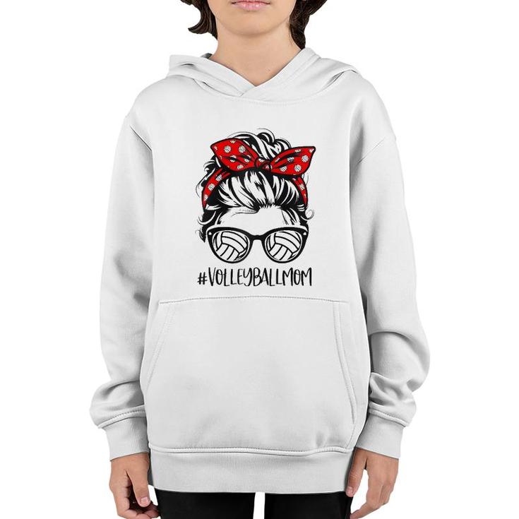 Volleyball Mom Volleyball Lover Mother's Day Messy Bun Raglan Baseball Youth Hoodie