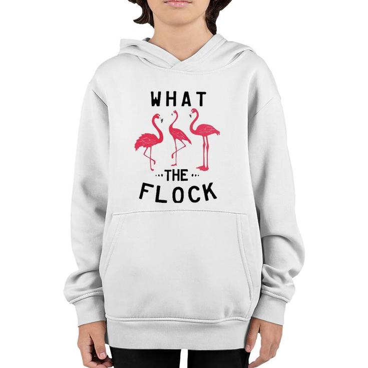 What The Flock Funny Pink Flamingo Beach Puns Gift  Youth Hoodie