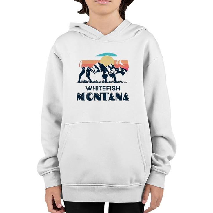 Whitefish Montana Vintage Hiking Bison Nature Youth Hoodie