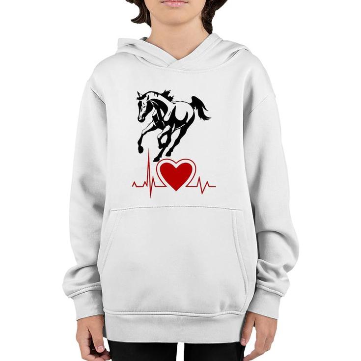 Wild Horse With Pulse Rate Rider Riding Heartbeat Youth Hoodie