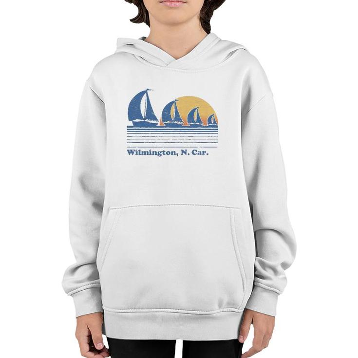 Wilmington Nc Sailboat Vintage 80S Sunset Tee Youth Hoodie
