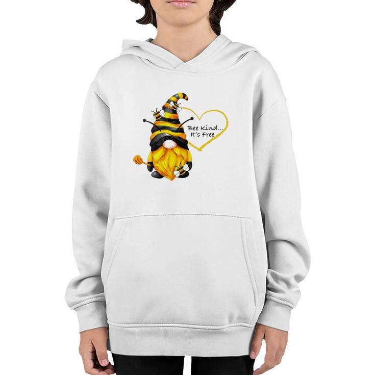 Womens Bee Kind Inspirational Gnome Youth Hoodie