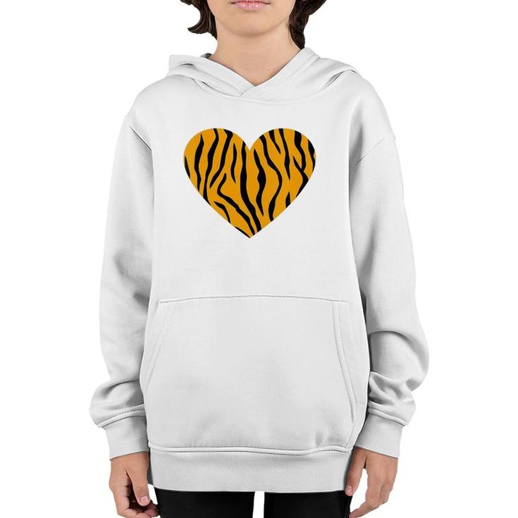 Womens Cool Animal Tiger Print Heart Valentine Youth Hoodie