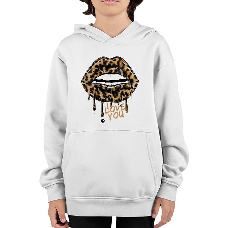 Womens Cool Leopard Print Bite Cheetah Mom Mouth Sexy Leopard Lips Youth Hoodie