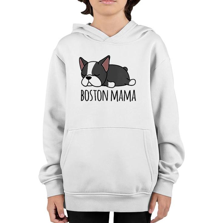 Womens Cute Boston Terrier, Boston Mama V-Neck Youth Hoodie