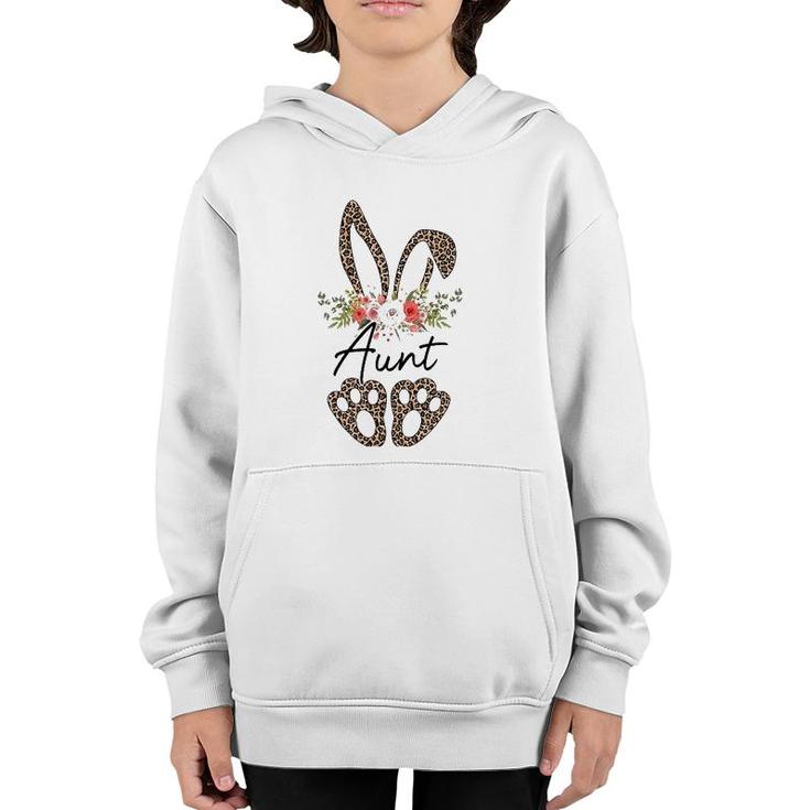 Womens Cute Leopard Bunny Aunt Flower Easter Day Rabbit Eggs Gift Youth Hoodie