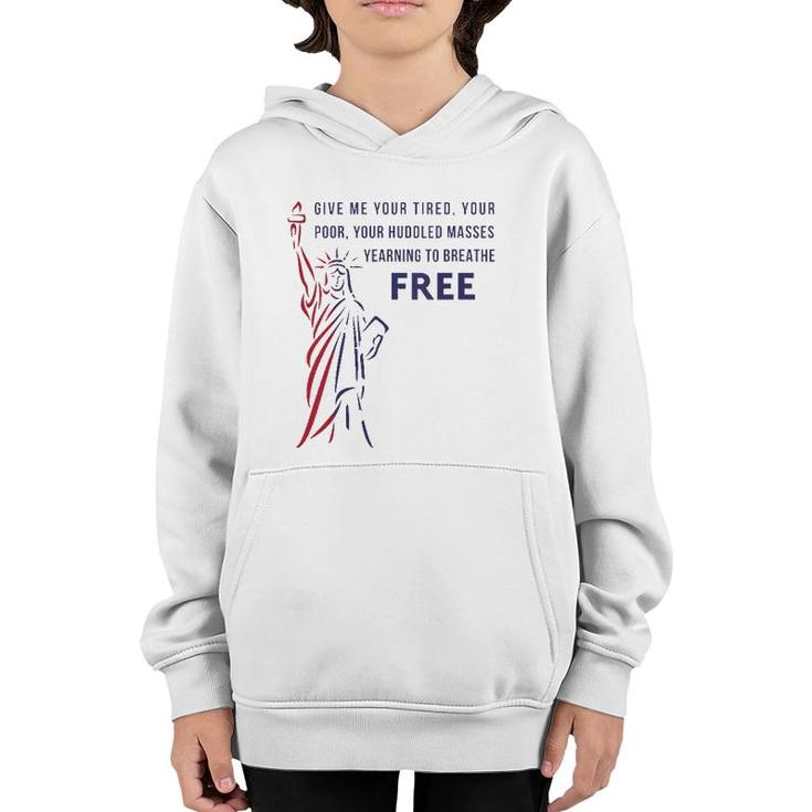 Womens Give Me Your Tired, Poor, Huddled Masses Quote V-Neck Youth Hoodie