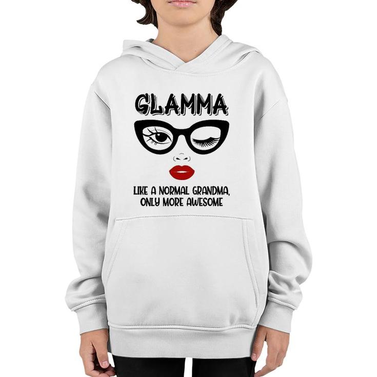 Womens Glamma Like A Normal Grandma Only More Awesome Winking Eye Youth Hoodie