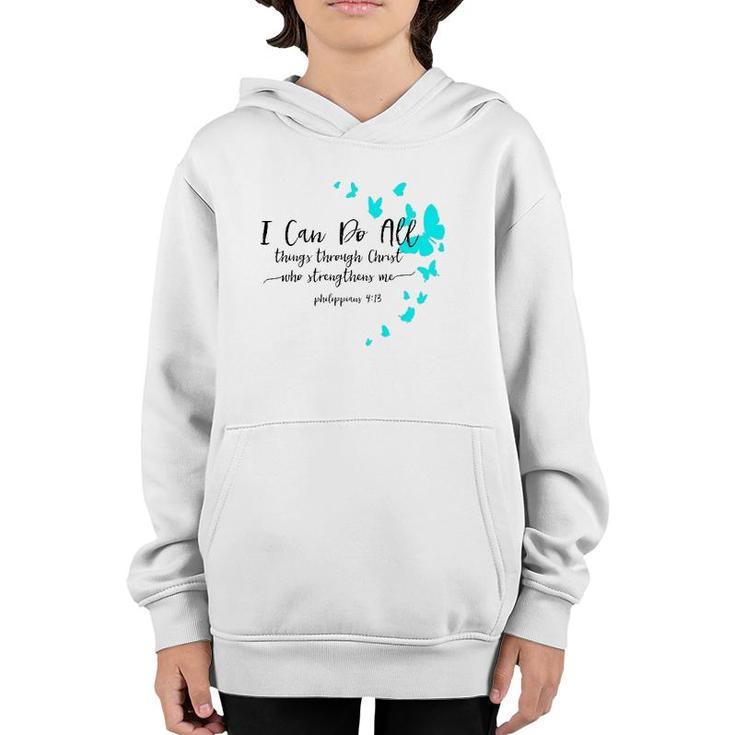Womens I Can Do All Things Christian Religious Verse Sayings Gifts  Youth Hoodie