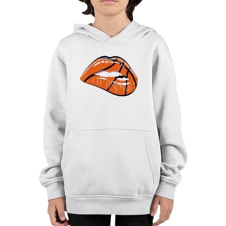 Womens Ich Liebe Basketball Lips Sport Game Day Youth Hoodie