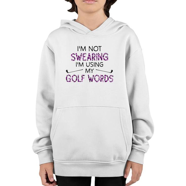 Womens I'm Not Swearing I'm Using My Golf Words Purple Leopard V-Neck Youth Hoodie