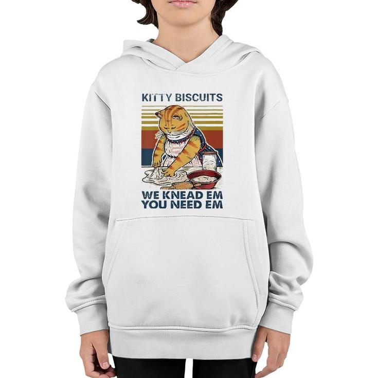 Womens Kitty Biscuits  You Need Em We Knead Em Baker Baking  Youth Hoodie