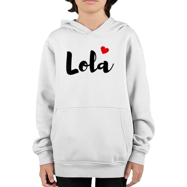 Womens Lola Red Heart Grandmother Filipino Black Text Youth Hoodie