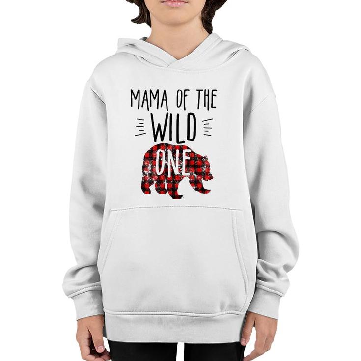 Womens Mama Of The Wild One Buffalo Plaid Lumberjack 1St Birthday  Youth Hoodie