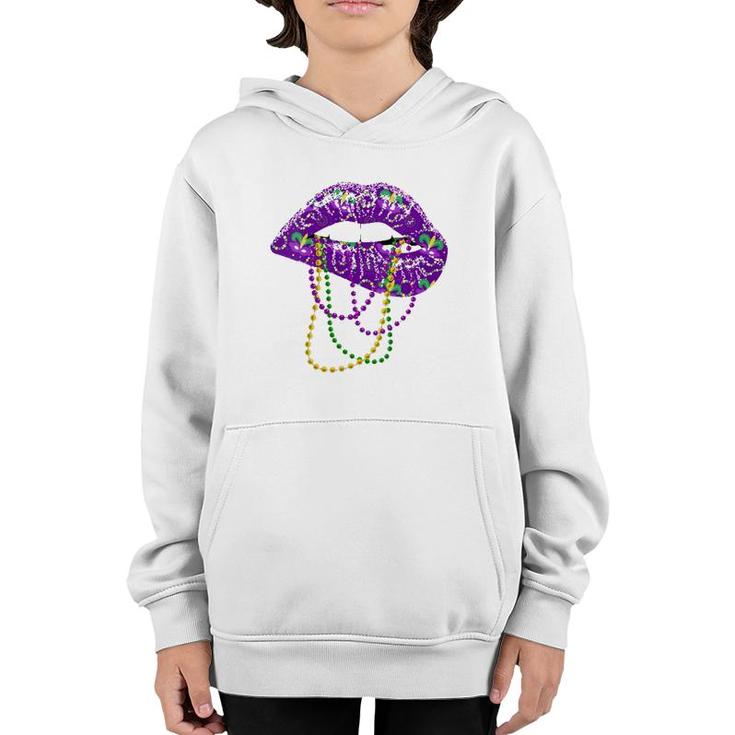 Womens Mardi Gras  For Women Lips Queen Carnival Costume Gift  Youth Hoodie