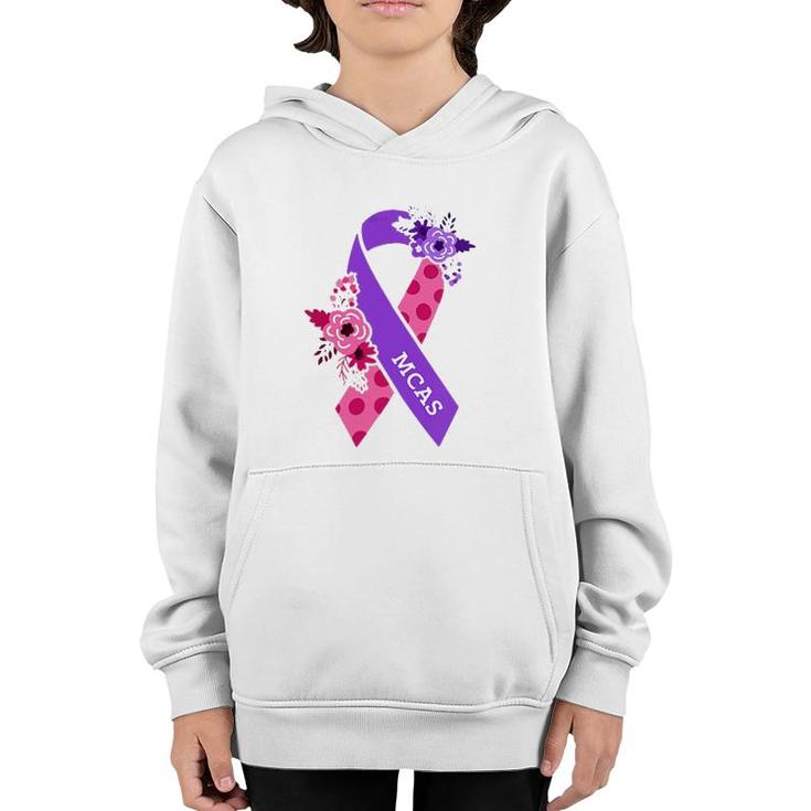 Womens Mcas Mast Cell Activation Syndrome Awareness Ribbon Pocket V-Neck Youth Hoodie