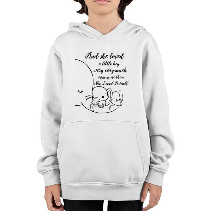 Womens Proud Mother Of A Boy Mom Gift From Boyson Elephant Saying Youth Hoodie
