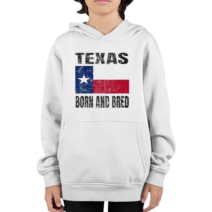 Womens Texas Born And Bred - Vintage Texas Flag V-Neck Youth Hoodie