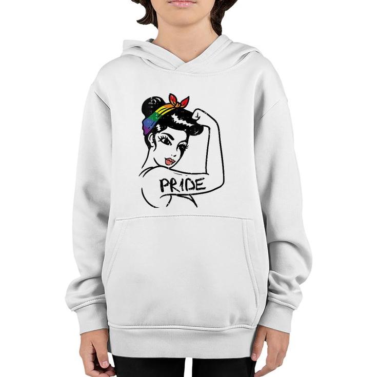 Womens Unbreakable Strong Woman Rainbow Gay Pride Lgbt Women Gift V-Neck Youth Hoodie
