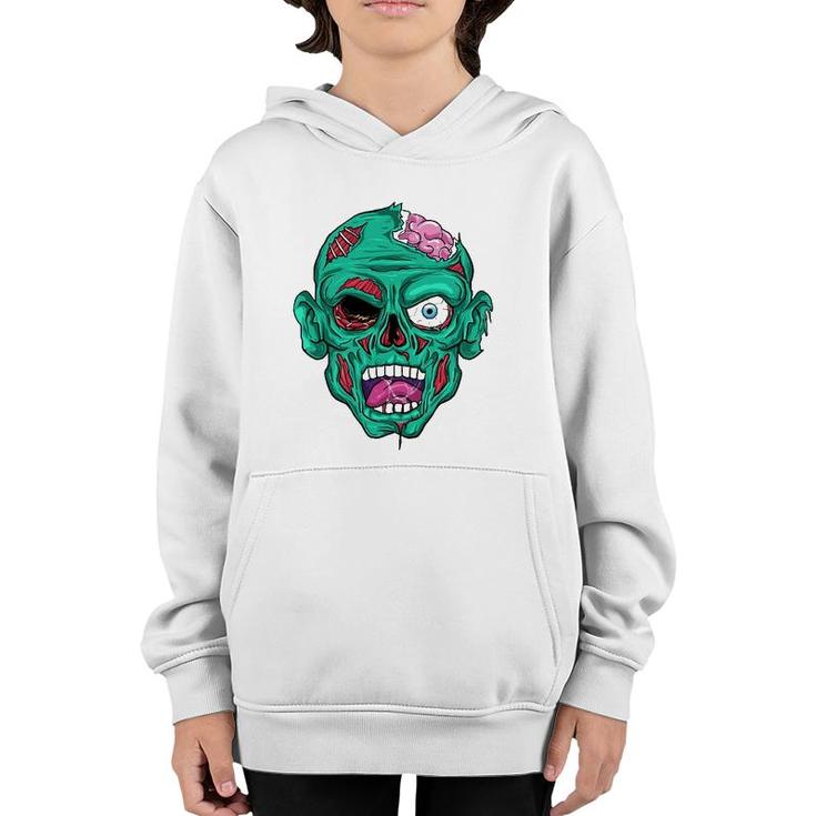 Zombie Face Brain Funny Halloween Gifts Men Women Zombies Youth Hoodie