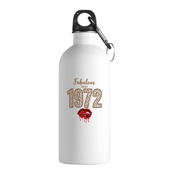 50Th Birthday Gift Fabulous Since 1972 Leopard Red Lips Stainless Steel Water Bottle