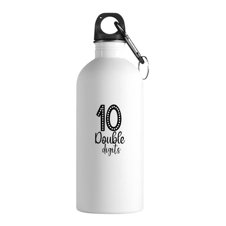 Double 10 Digits Happy 10Th Birthday 10 Years Old Stainless Steel Water Bottle