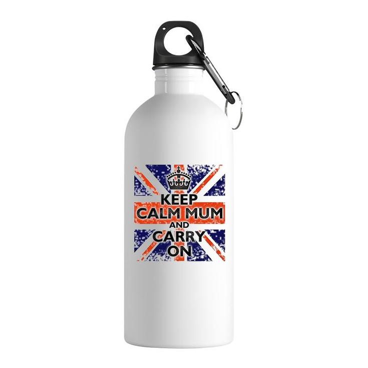 Keep Calm Mum And Carry On British Flag Stainless Steel Water Bottle