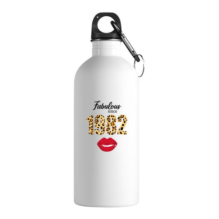 Leopard Red Lips Fabulous Since 1982 Happy 40Th Birthday Stainless Steel Water Bottle