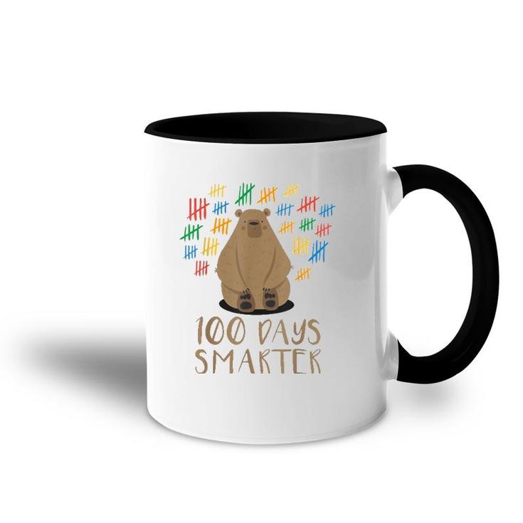 100 Days Of School Bear 100 Days Smarter Tee Accent Mug