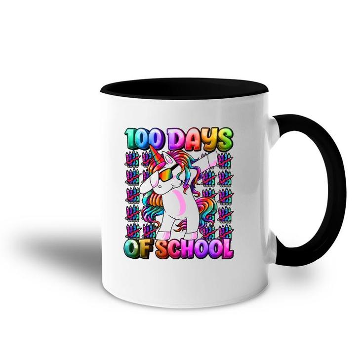 100 Days Of School Unicorn 100 Days Smarter 100Th Day Accent Mug